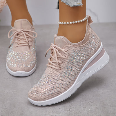 Svenja | Damen-Plateau-Sneaker mit Strasssteinen