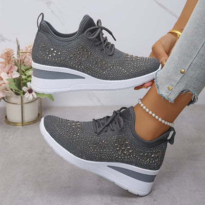 Svenja | Damen-Plateau-Sneaker mit Strasssteinen