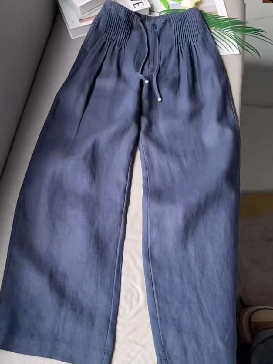 Doris | Weite Baumwollhose mit Kordelzug