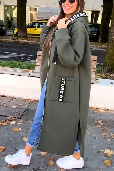 Zara | Urban-Style Longline-Hoodie mit Letter-Patchwork