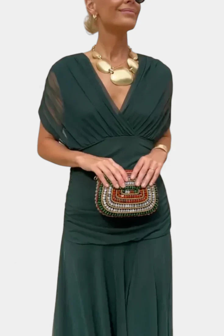 Stefanie | Midikleid aus Tüll mit V-Ausschnitt