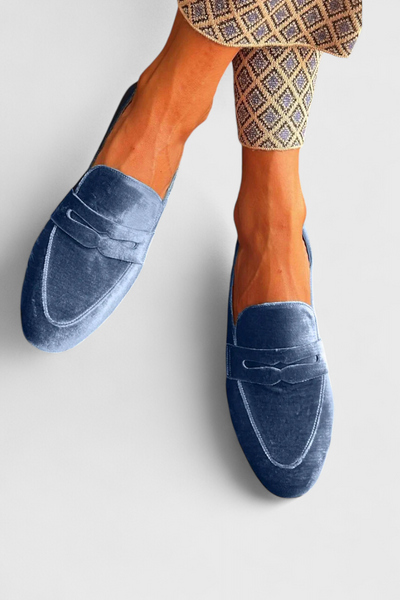 Isolde | Mitternachtsblaue Samt-Loafer