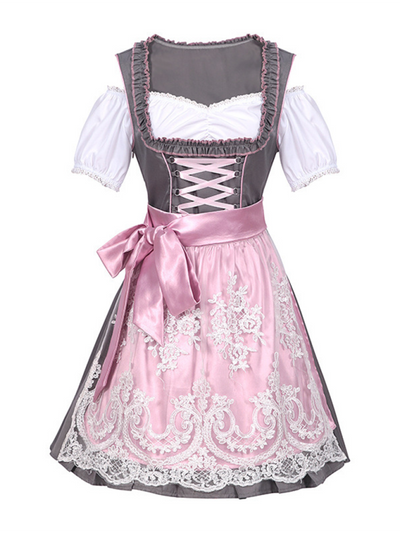 Lara | Romantisches Dirndl in Grau mit Rosa