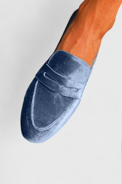 Isolde | Mitternachtsblaue Samt-Loafer