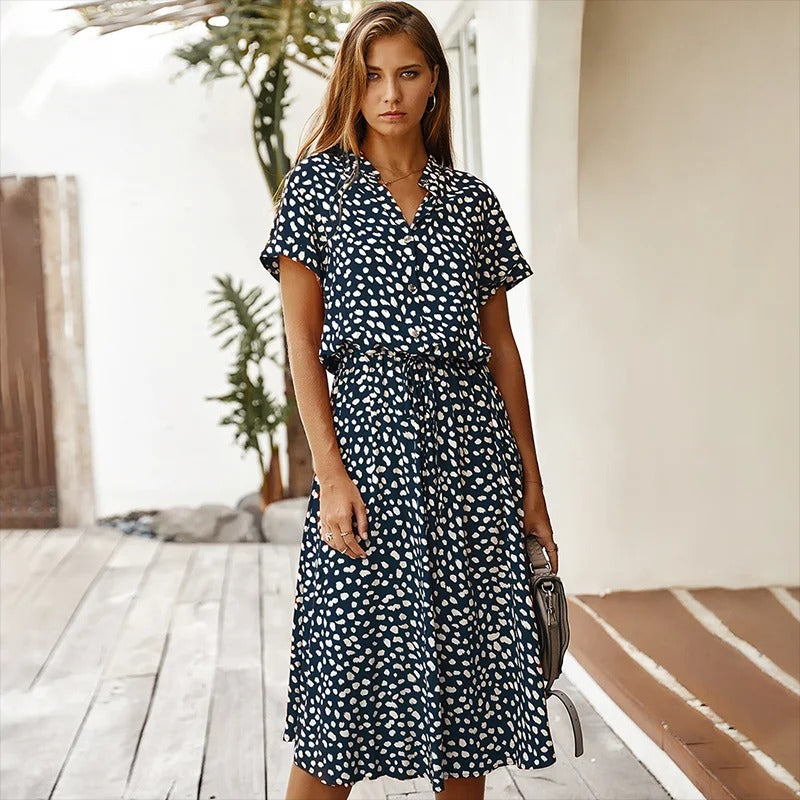 Vera | Midikleid im Boho-Hemdblusenstil
