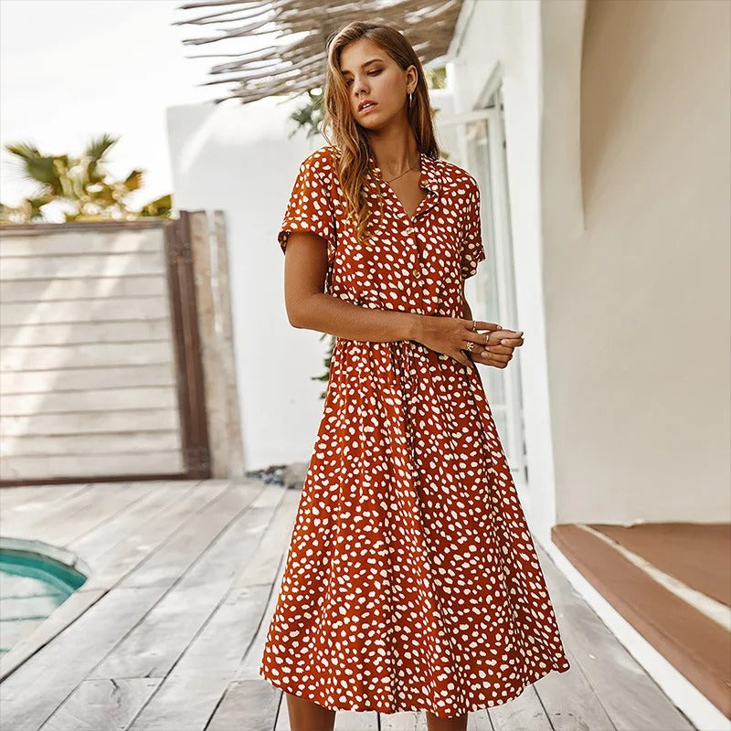Vera | Midikleid im Boho-Hemdblusenstil