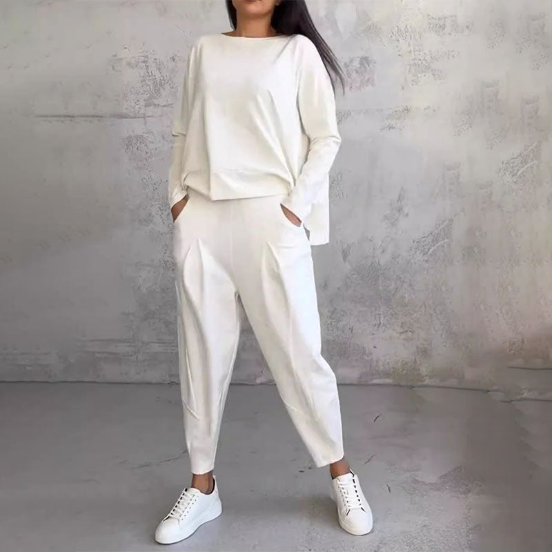 Amalia | Zweiteiler mit Langarmshirt und weitem Hosenbein