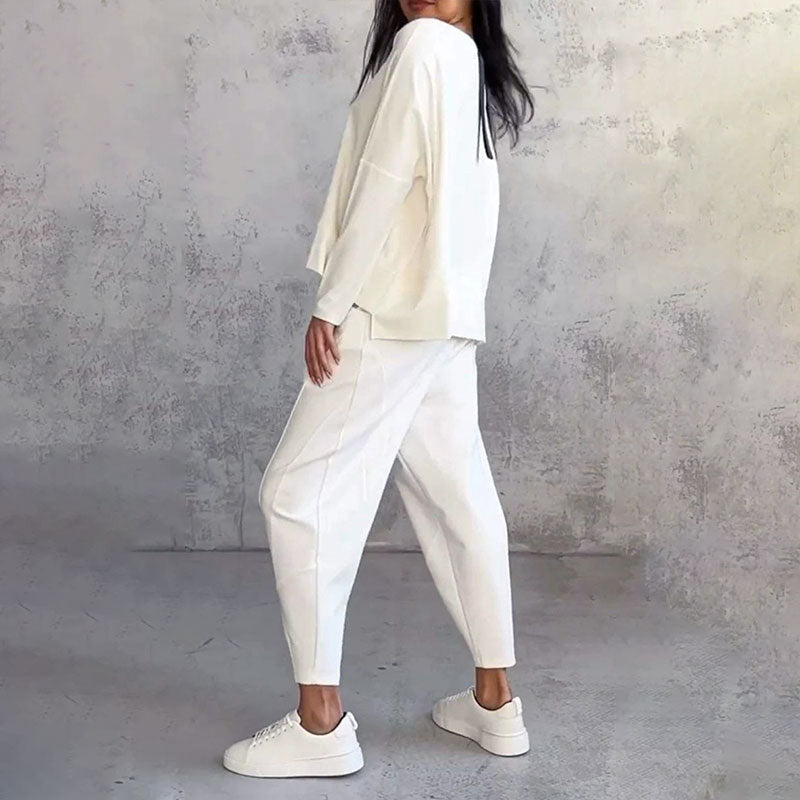 Amalia | Zweiteiler mit Langarmshirt und weitem Hosenbein