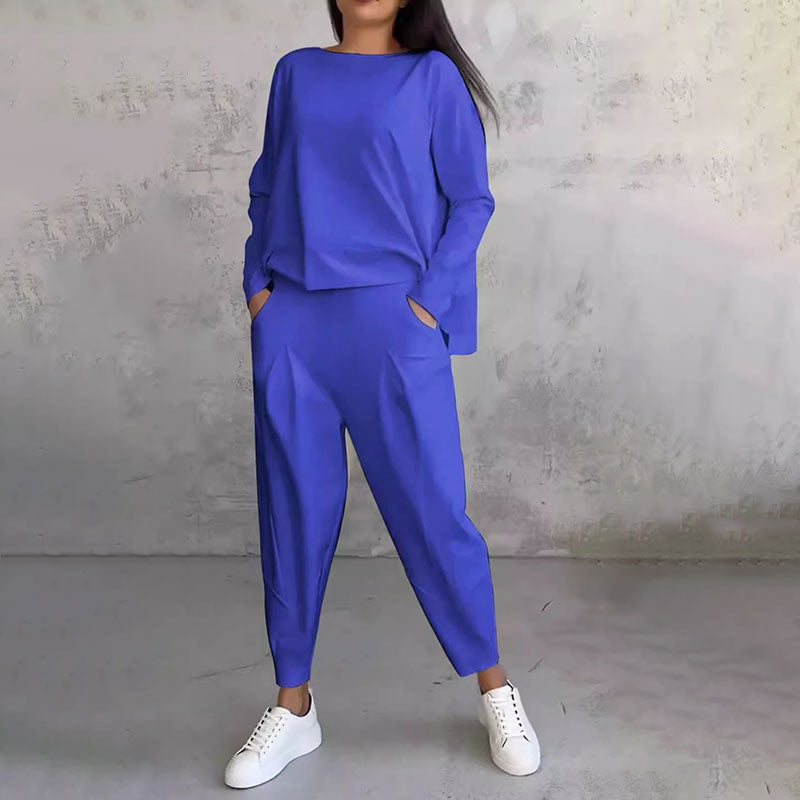 Amalia | Zweiteiler mit Langarmshirt und weitem Hosenbein