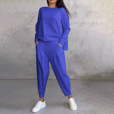 Amalia | Zweiteiler mit Langarmshirt und weitem Hosenbein