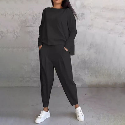 Amalia | Zweiteiler mit Langarmshirt und weitem Hosenbein