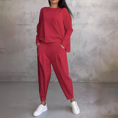 Amalia | Zweiteiler mit Langarmshirt und weitem Hosenbein