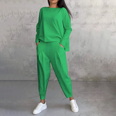 Amalia | Zweiteiler mit Langarmshirt und weitem Hosenbein