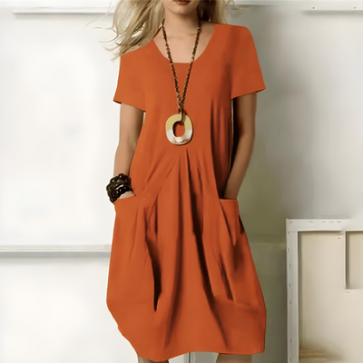 Erika | Midikleid mit Rundhalsausschnitt und weichem Fall