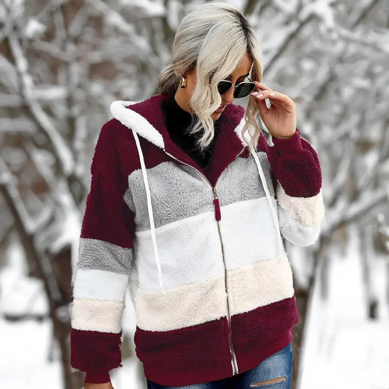 Sophie | Oversize-Kapuzenjacke mit Patchwork-Design